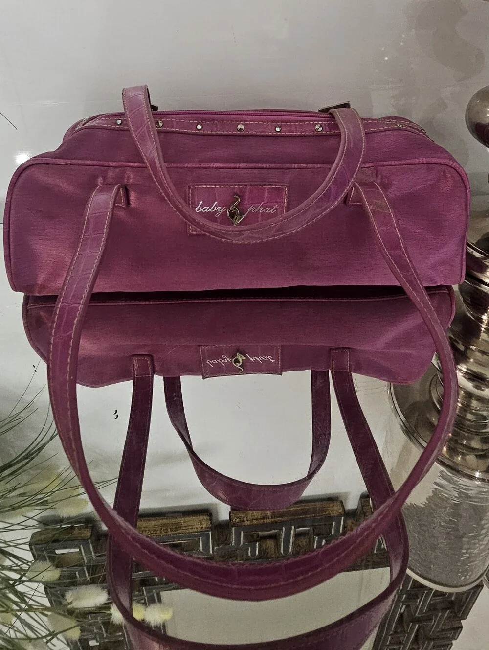 Magnetta Baby Phat Pink Satin Top-Handle Bag - Picture 3 of 16
